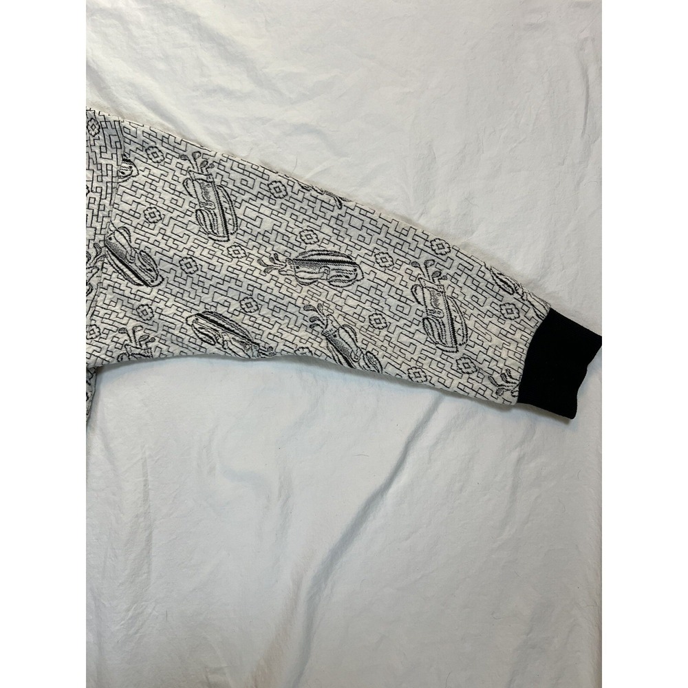 90s Golf Cardigan Made In USA Grandma | White Black‎ | Size XL - Picture 5 of 16